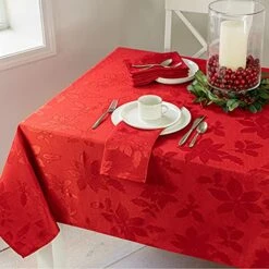Poinsettia Legacy Damask Fabric Table Cloth, Holiday, Winter, And Christmas Tablecloth (Red, 60" X 102" Rectangular) 13 Poinsettia Legacy Damask Fabric Table Cloth, Holiday, Winter, And Christmas Tablecloth (Red, 60" X 102" Rectangular) -Wilton Shop 51qYC43XHDL