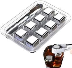 Stainless Steel Ice Cubes For Chilled Whiskey - Reusable Set Of 8 With Tongs - Keep Your Drinks Cold Without Diluting -Wilton Shop 51qcube6zWL. AC