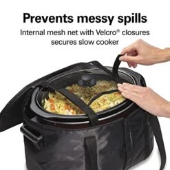 Hamilton Beach Portable Slow Cooker Travel Bag, Insulated Carrier Case For 4, 5, 6, 7 & 8 Quart Crock, Internal Mesh Net Holds Pot In Place, Compatible With Other Brands, Black (33002) -Wilton Shop 51qfT9Th2lL