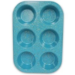 Toaster Oven 6 Cup Muffin Pan NonStick Ceramic Coated (Blue Granite) -Wilton Shop 51qfvZcInlL