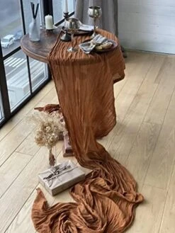 Table Runner 30x135 Inches Cheesecloth Tablecloth For Romantic Wedding Rustic Boho Style Natural Cotton Elegant Decor (Terracotta) -Wilton Shop 51qm5vXqwUL. AC