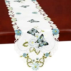 Simhomsen Embroidered Butterfly Table Runner For Spring And Summer, Dresser Scarf (Aqua, 14 X 53 Inches) -Wilton Shop 51qtnuUW83L. AC