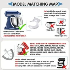 Pouring Shield For KitchenAid 4.5 And 5 Quart Tilt-Head Stand Mixers Stainless Steel Bowls ONLY, Secure Fit Splatter Guard, And Flex Edge Beater For KitchenAid 4.5-5Qt Tilt-Head Stand Mixers -Wilton Shop 51r1j8a8SIL