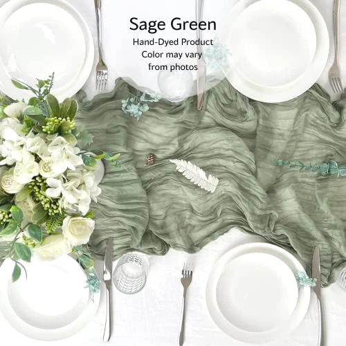 Beautiful Sage Green 2 Pack Cheese Cloth Table Runner | Cheesecloth Table Runner | Gorgeous Pre-Wrinkled Gauze Table Runner | Sage Tablecloth | Table Runner Cheesecloth 4 Beautiful Sage Green 2 Pack Cheese Cloth Table Runner | Cheesecloth Table Runner | Gorgeous Pre-Wrinkled Gauze Table Runner | Sage Tablecloth | Table Runner Cheesecloth - Image 2