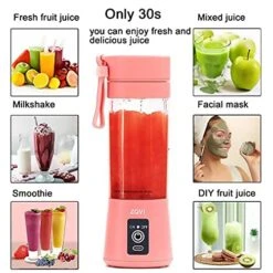 Portable Blender,Portable Juicer,Fruit Mixer - 6 Blades In 3D, 380ml Fruit Mixing Machine With USB Charger Cable(Pink) 9 Portable Blender,Portable Juicer,Fruit Mixer - 6 Blades In 3D, 380ml Fruit Mixing Machine With USB Charger Cable(Pink) -Wilton Shop 51rA2njVAfL