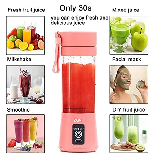 Portable Blender,Portable Juicer,Fruit Mixer - 6 Blades In 3D, 380ml Fruit Mixing Machine With USB Charger Cable(Pink) 5 Portable Blender,Portable Juicer,Fruit Mixer - 6 Blades In 3D, 380ml Fruit Mixing Machine With USB Charger Cable(Pink) - Image 3
