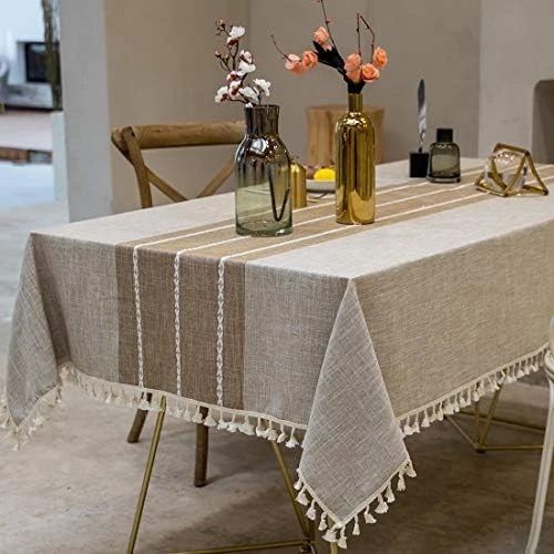 Tablecloth, Rectangle Table Cloth Linen Wrinkle Free Anti-Fading Tablecloths Washable Dust-Proof Table Cover For Kitchen Dinning Party (Rectangle/Oblong, 55''x70'',4-6 Seats, Gray) 14 Tablecloth, Rectangle Table Cloth Linen Wrinkle Free Anti-Fading Tablecloths Washable Dust-Proof Table Cover For Kitchen Dinning Party (Rectangle/Oblong, 55''x70'',4-6 Seats, Gray) - Image 12