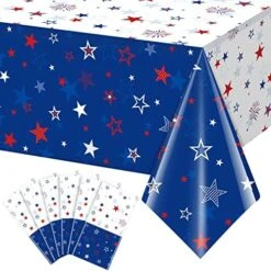 3 Pack Patriotic Tablecloth Decorations For 4th Of July Independence Day, Plastic Memorial Day Table Cover Printed With Stars And Fireworks For Patriotic Themed Party Supplies, 54 X 108 Inch -Wilton Shop 51rD6PdpNL. AC