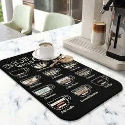 Coffee Bar Mat Accessories For Countertop Super Absorbent Anti-Slip Silicone Dish Drying Mats For Kitchen Counter Draining Pad Decor Gift Fit Coffee Maker Coffee Pot Espresso Machine 19inx12in -Wilton Shop 51rKQDvJ3dL