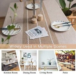 Tablecloths, Stitching Tassel Table Cloth, Linens Wrinkle Free Anti-Fading,Table Cover Decoration For Kitchen Dinning Christmas (Rectangle/Oblong, 55''x86'',6-8 Seats, Light Coffee) -Wilton Shop 51rND0POiYL