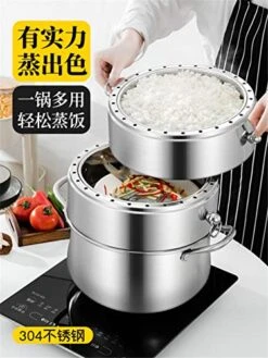 WAZTT Three Layer Thickened Steamer Pot Stainless Steel Large Capacity Steam Boilers Household Cooking Cookware (Color : 28CM Two Layers) -Wilton Shop 51rOW7hCv0L 1