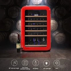 ATAAY Wine Cellars Constant Temperature Wine Cabinet,Small Refrigerator 115 Liters,4℃-22℃ Mini Fridge,6-Layer Imported Beech Wood Shelf Three-Layer Glass + Low-E Coat (Red With Transformer) 12 ATAAY Wine Cellars Constant Temperature Wine Cabinet,Small Refrigerator 115 Liters,4℃-22℃ Mini Fridge,6-Layer Imported Beech Wood Shelf Three-Layer Glass + Low-E Coat (Red With Transformer) -Wilton Shop 51rYYCfeC5S