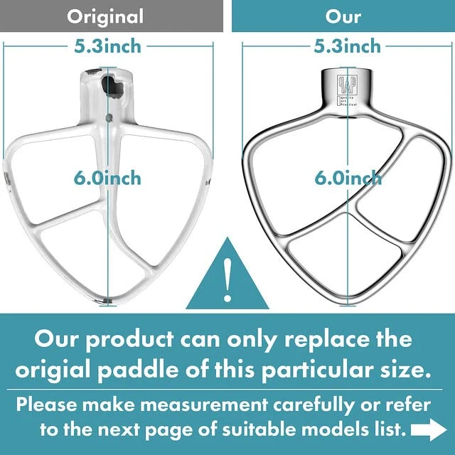 Flat Beater Replacement For KitchenAid 4.5-5 Qt. Tilt-Head Stand Mixers/Polished 18/8 Stainless Steel Accessories/No Coating/Dishwasher Safe/Compatible For K45B/K5THCB/K5THBS 4 Flat Beater Replacement For KitchenAid 4.5-5 Qt. Tilt-Head Stand Mixers/Polished 18/8 Stainless Steel Accessories/No Coating/Dishwasher Safe/Compatible For K45B/K5THCB/K5THBS - Image 2