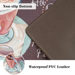 Coffee Theme Kitchen Rug Set 2 Pieces, Cushioned Anti-Fatigue Kitchen Floor Mats Waterproof Easy To Clean Comfort Standing Kitchen Mat Set (Beige) -Wilton Shop 51rdkM1PHdL