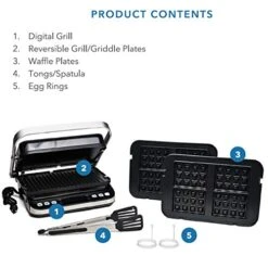 Edi Total Package 6-in-1 Digital Indoor Grill, Waffle Maker, Panini Press, Griddle, With Deluxe Accessory Kit -Wilton Shop 51rjPopemyL