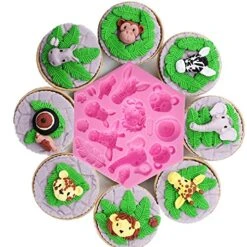 Silicone Molds Jungle Safari Animal Cake Fondant Mold Elephant Lion Giraffe Monkey Animal Forest Flower Silicone Molds For Cake Decorating Cupcake Topper Chocolate Candy Polymer Clay Gum Paste -Wilton Shop 51rm4eyKmgL