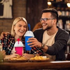 Slushy Cup Tik Tok - Double Layer Quick Frozen Magic Slushie Cup With Lid&Straw - Homemade Cool Stuff For Smoothies Drinks Shakes Juices And Soda - DIY Slushie Maker Cup For Friends&Family (Blue) -Wilton Shop 51rnz0cdkGL