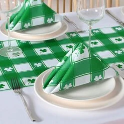 St.Patrick's Day Checkered Napkin Set, 20x20 Inch, 6 Pieces, Green -Wilton Shop 51ruok03w5L