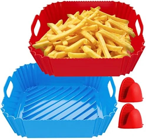 2-Pack Air Fryer Silicone Pots, Dompion Square 8 Inch Food Safe Silicone Basket Liners, Heat Resistant Reusable Easy To Clean Air Fryer Accessories With Heat-proof Gloves For 6QT Or Bigger Air Fryer 9 2-Pack Air Fryer Silicone Pots, Dompion Square 8 Inch Food Safe Silicone Basket Liners, Heat Resistant Reusable Easy To Clean Air Fryer Accessories With Heat-proof Gloves For 6QT Or Bigger Air Fryer - Image 7