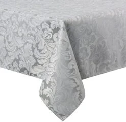 Scroll Damask Jacquard Tablecloth Polyester Fabric Water Resistant Spillproof Table Cover For Kitchen Dinning Wedding Banquet Party Tabletop Use (Rectangle/Oblong, 60 X 84 Inch, Beige) -Wilton Shop 51ryKUdXjUL. AC 1
