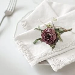 Handmade Cloth Napkins 100% Cotton Napkins With Fringe，Delicate Handmade Cloth Napkins For Dinners, Parties, Weddings And More，18 X 18 Inch Set Of 4 - White -Wilton Shop 51ryrBjBN7L. AC