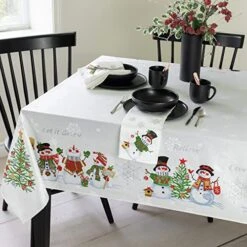Ve Snowman Engineered Printed Jacquard Fabric Christmas Table Cloth, Christmas Tablecloth For All Winter And Holiday (60" X 84" Rectangular, Believe Snowman) 12 Ve Snowman Engineered Printed Jacquard Fabric Christmas Table Cloth, Christmas Tablecloth For All Winter And Holiday (60" X 84" Rectangular, Believe Snowman) -Wilton Shop 51s11pfSR3L