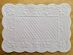 100% Cotton Quilted Round Placemat In White | Single Placemat -Wilton Shop 51s7XBwyghL. AC