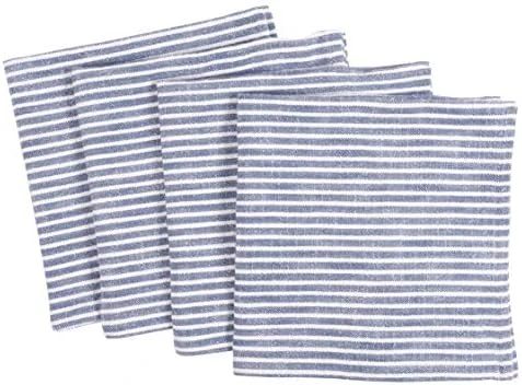 Monaco Relaxed Casual Farmhouse Napkin | Set Of 4, 100% Slubbed Cotton, 20x20 Inch Cloth Napkins | For Entertaining And Everyday Use (Blue) 4 Monaco Relaxed Casual Farmhouse Napkin | Set Of 4, 100% Slubbed Cotton, 20x20 Inch Cloth Napkins | For Entertaining And Everyday Use (Blue) - Image 2