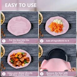 Slow Cooker Liners Leakproof, 3 Pack Easy Clean Crock Pot Liners Reusable Silicone Bag Liners Fit 6-8 Quarts Oval Or Round Pot -Wilton Shop 51sBvId23QL