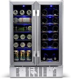12 Bottle/ 39 Can Wine Cooler Refrigerator | Shadow Series | Dual Temperature Zones, Freestanding Mirrored Wine And Beverage Fridge With Double-Layer Tempered Glass Door & Compressor Cooling -Wilton Shop 51sChZNGIJL. AC
