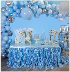 Blue 6Ft Tutu Table Skirt For Parties With Double Layer Of Satin And Sequin Willows For Party Decorations, Baby Shower, Gender Reveal Party, Birthday Party, Dessert Table Or Frozen Party 13 Blue 6Ft Tutu Table Skirt For Parties With Double Layer Of Satin And Sequin Willows For Party Decorations, Baby Shower, Gender Reveal Party, Birthday Party, Dessert Table Or Frozen Party -Wilton Shop 51sHKrTSuTL. AC 1