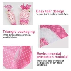 50 Piece Clear Cone-Shaped Treat Popcorn Bags Treat Bags Cellophane Candy Bags With Twist Ties(Pink) -Wilton Shop 51sMFZh5hoL