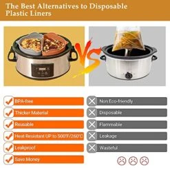 Slow Cooker Divider Liner Fit 6-8 QT, Silicone Crock Pot Liners Reusable Pot Divider Insert Cooking Accessories - Dishwasher Safe, Leakproof, BPA Free (Grey+Beige) -Wilton Shop 51sNGuzeq0L