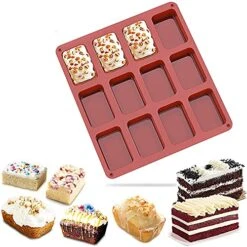 Mini Loaf Pan, 12 Cavities Non-stick Mini Brownie Pan Bread Pan, Silicone Mini Loaf Baking Pans For Mini Bread Loaves, Brownie, Cornbread, Cheesecake, Ice Cream 7 Mini Loaf Pan, 12 Cavities Non-stick Mini Brownie Pan Bread Pan, Silicone Mini Loaf Baking Pans For Mini Bread Loaves, Brownie, Cornbread, Cheesecake, Ice Cream -Wilton Shop 51sbyiirjtL