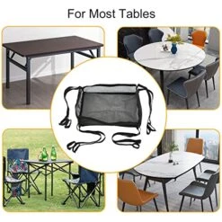 Portable Folding Net Bag For Camping And Hiking - Adjustable Table Storage Mesh Bag In Black -Wilton Shop 51skdKlrxGL