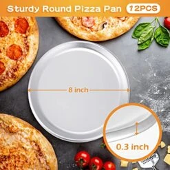 12 Pieces Pizza Pan Bulk Restaurant Aluminum Pizza Pan Set Round Pizza Pie Cake Plate Rust Free Pizza Pie Cake Tray For Oven Baking Home Kitchen Restaurant Easy Clean And Dishwasher Safe (8 Inch) -Wilton Shop 51snurIqpDL