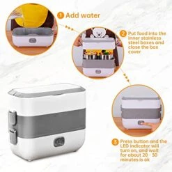 Upgraded Self Cooking Electric Lunch Box, Mini Rice Cooker, Portable 2 Layers 4 Stainless Steel Steamer Food Insulation Lunch Box For Home Office School Travel Jobsite Picnics Outdoor (2000 ML/110V/200W) 13 Upgraded Self Cooking Electric Lunch Box, Mini Rice Cooker, Portable 2 Layers 4 Stainless Steel Steamer Food Insulation Lunch Box For Home Office School Travel Jobsite Picnics Outdoor (2000 ML/110V/200W) -Wilton Shop 51so6MhHufL