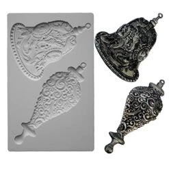 Victorian Adornments Bells Silicone Mould Fondant Cake Decorating Mold Chocolate Baking Tool For Cake Gumpaste (Color : ZJ1464) (Color : Zj1464)