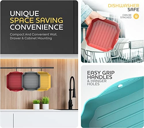 Ilicone Air Fryer Liners Set OF 2, Air Fryer Silicone Liners For 4-7QT Air Fryer Tray Baking Oven, 7.5” Reusable Square Air Fryer Liners With Handles & Holes, Air Fryer Inserts, Air Fryer Accessories 8 Ilicone Air Fryer Liners Set OF 2, Air Fryer Silicone Liners For 4-7QT Air Fryer Tray Baking Oven, 7.5” Reusable Square Air Fryer Liners With Handles & Holes, Air Fryer Inserts, Air Fryer Accessories - Image 6