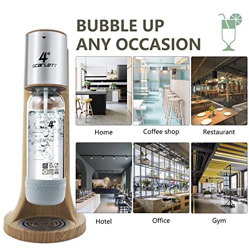 Sparkling Water Maker, Soda Maker Machine For Home Or Office, With 3×1.0L BPA-free Sparkling Water Bottle, Compatible With Any Screw-in 60L CO2 Carbonator(NOT Included)(Wooden) 6 Sparkling Water Maker, Soda Maker Machine For Home Or Office, With 3×1.0L BPA-free Sparkling Water Bottle, Compatible With Any Screw-in 60L CO2 Carbonator(NOT Included)(Wooden) - Image 4