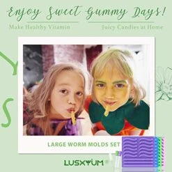 Gummy Worm Molds Silicone 6ML Large 4PCS 2 Size Candy Making Kit 60 Cavity Homemade Chocolate, No Stick BPA Free Jello Ice Tray, With 2 Droppers & Brush, Ideal Gift For Kids Adult Halloween Party -Wilton Shop 51szdMfti9L