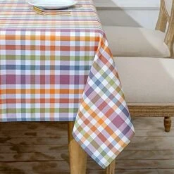 Waterproof Fabric Tablecloths Rectangle 52 X 70, Wrinkle And Stain Resistant Polyester Plaid Table Cloths For Party,Kitchen Dining Table Cover For Spring And Summer,Purple -Wilton Shop 51t si9tX3L. AC