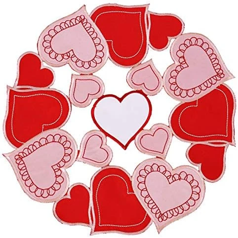 Embroidered Love Heart Square Tablecloth, Toppers For Valentine's Day 14th February, Wedding Anniversary, Marriage Proposals Or Engagements (33 × 33 Inches) 7 Embroidered Love Heart Square Tablecloth, Toppers For Valentine's Day 14th February, Wedding Anniversary, Marriage Proposals Or Engagements (33 × 33 Inches) - Image 5