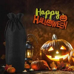 10pcs Jute Burlap Wine Bags Drawstring, Hessian Cloth Bottle Gift Bags For Blind Taste Halloween Party Holiday Giving (Black) -Wilton Shop 51t47wbVHFL