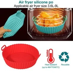 2 Pieces Air Fryer Silicone Baking Tray, Air Fryer Silicone Pot With Anti-scalding Hand Clip, Air Fryer Liners Reusable, For Air Fryer Accessories, Microwave, Oven -Wilton Shop 51t4zODQ4wL