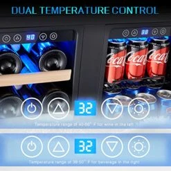 Wine Fridge, 24 Inch Built In Wine And Beverage Refrigerator, Dual Zone W/ 20 Bottles And 78 Cans Capacity, Digital Touch Control -Wilton Shop 51t60dJkTTL