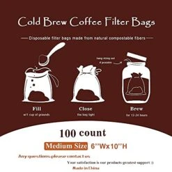 Isposable Cold Brew Coffee Filters - 100 Count Single Use Filter Sock Packs Durable Fine Mesh Brewing Bags For Concentrate, Iced Coffee Maker, French/Cold Press Kit, Tea In Mason Jar, 6'' X 10'' 13 Isposable Cold Brew Coffee Filters - 100 Count Single Use Filter Sock Packs Durable Fine Mesh Brewing Bags For Concentrate, Iced Coffee Maker, French/Cold Press Kit, Tea In Mason Jar, 6'' X 10'' -Wilton Shop 51tC705nB3S
