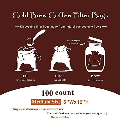 Isposable Cold Brew Coffee Filters - 100 Count Single Use Filter Sock Packs Durable Fine Mesh Brewing Bags For Concentrate, Iced Coffee Maker, French/Cold Press Kit, Tea In Mason Jar, 6'' X 10'' 8 Isposable Cold Brew Coffee Filters - 100 Count Single Use Filter Sock Packs Durable Fine Mesh Brewing Bags For Concentrate, Iced Coffee Maker, French/Cold Press Kit, Tea In Mason Jar, 6'' X 10'' - Image 6