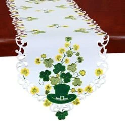 Irish Clover Table Runners For St. Patrick’s Day And Spring, Embroidered Shamrock Table Scarf, Decorations (14 × 70 Inch) -Wilton Shop 51tEC0sQL. AC