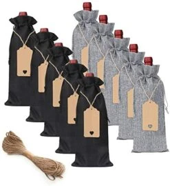 ING Burlap Wine Bags 20 Pcs Wine Bottle Bags Jute Wine Gift Bags With Tags And Ropes Wine Bottle Covers For Christmas Wedding Housewarming Engagement Wine Tasting Party Supplies (Black&Gray, 20) -Wilton Shop 51tHPVaOj4L. AC 1
